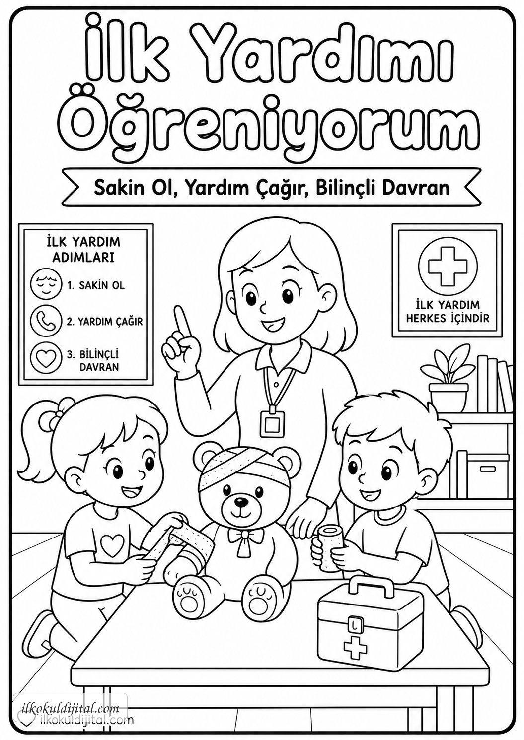 Trafik ve İlkyardım Haftası Boyama Sayfası 8