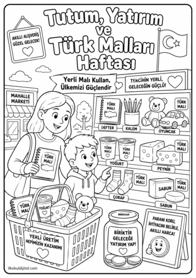 Tutum, Yatırım ve Türk Malları Haftası Boyama Sayfası 3