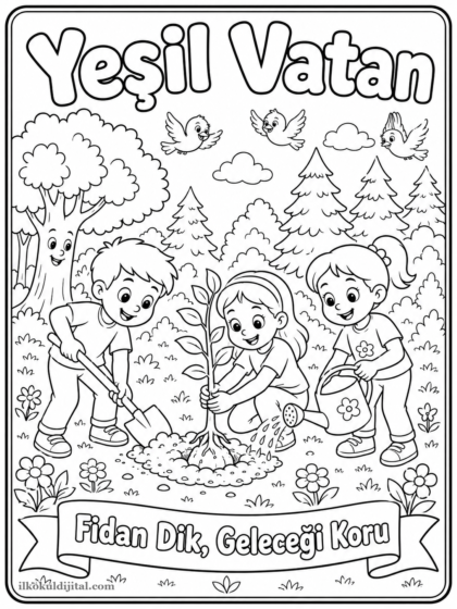 Yeşil Vatan Boyama Sayfası 1