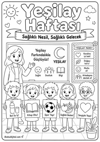 Yeşilay Haftası Boyama Sayfası 1