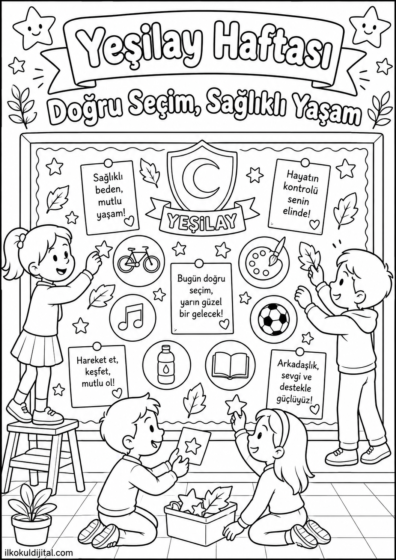 Yeşilay Haftası Boyama Sayfası 3