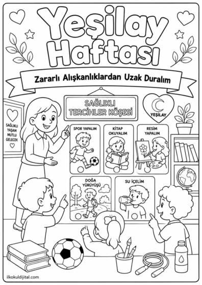 Yeşilay Haftası Boyama Sayfası 4