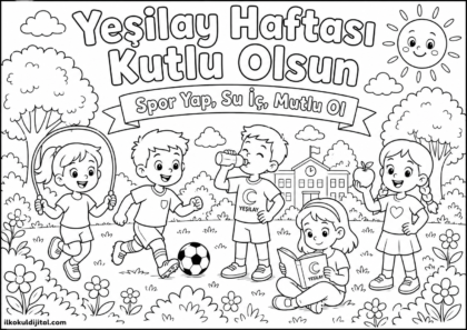 Yeşilay Haftası Boyama Sayfası 7