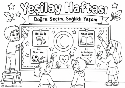 Yeşilay Haftası Boyama Sayfası 9