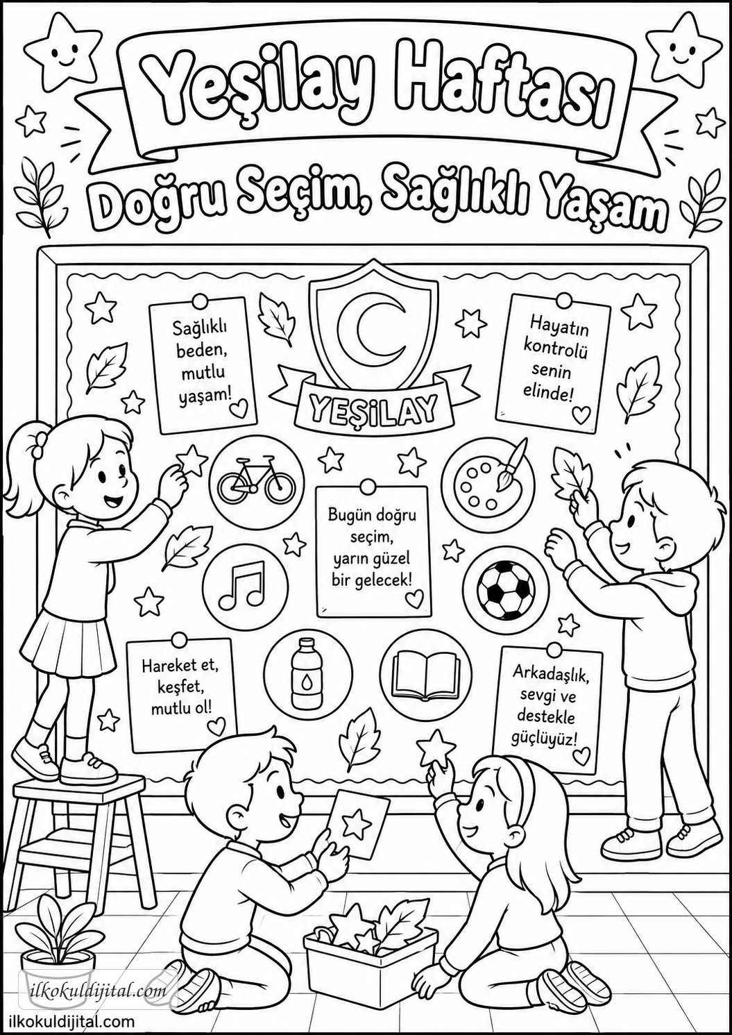 Yeşilay Haftası Boyama Sayfası 3