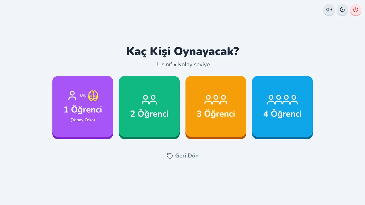 Kaç kişi oynanacak ekranı