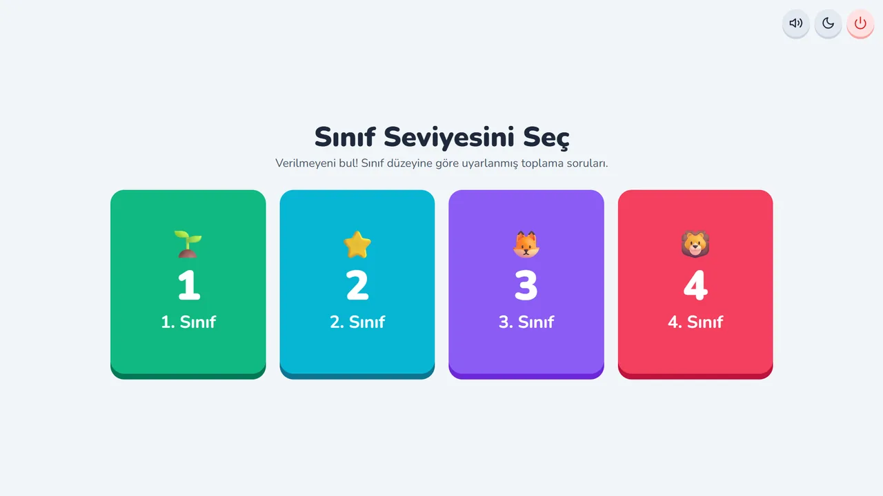 Sınıf seviyesini seç ekranı