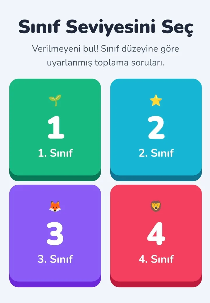 Mobil sınıf seçimi ekranı