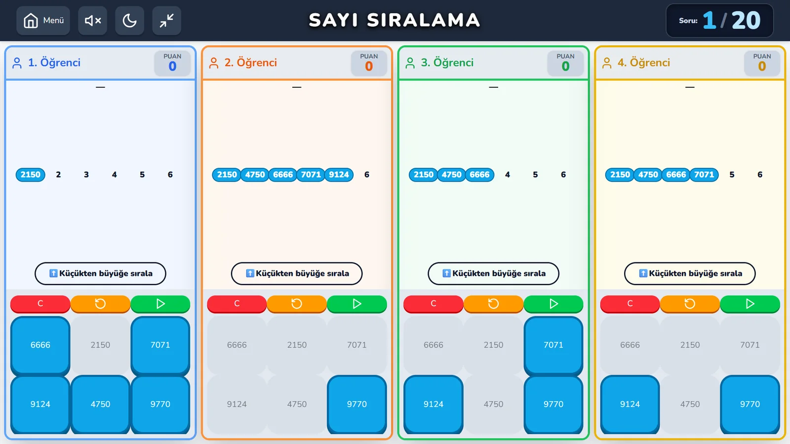 Sayı Sıralama Oyunu ekran görüntüsü
