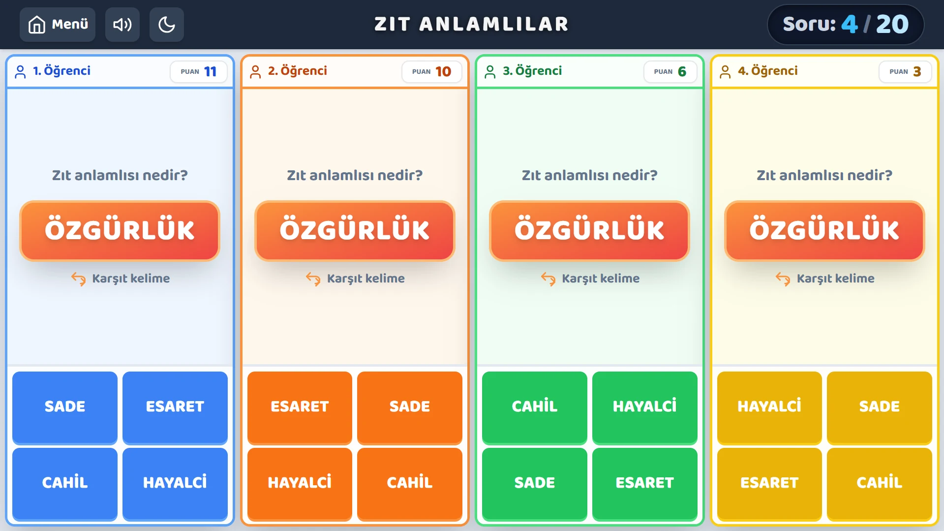 Zıt Anlamlılar Oyunu ekran görüntüsü